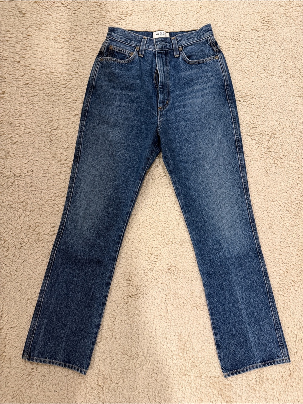 Agolde Blue High-Rise Straight Jeans